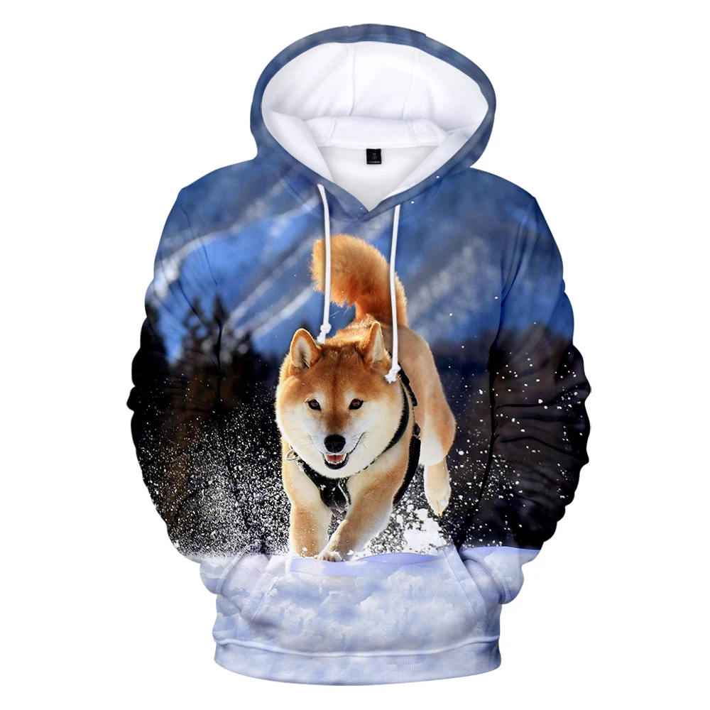 Autumn Shiba Inu 3D Hoodie Men Women Sweatshirts Harajuku Fashion Long Sleeve Hooded Boys Girls Black Pullovers Oversized