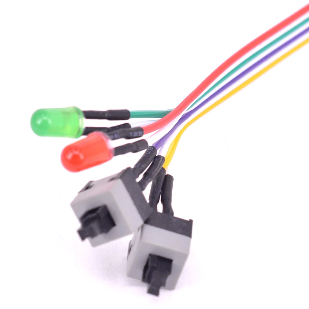 Computer ATX Motherboard Power Cable PC Power Reset Switch Push Button Switch 2 On Off Reset Switch Daul LED indicator Light