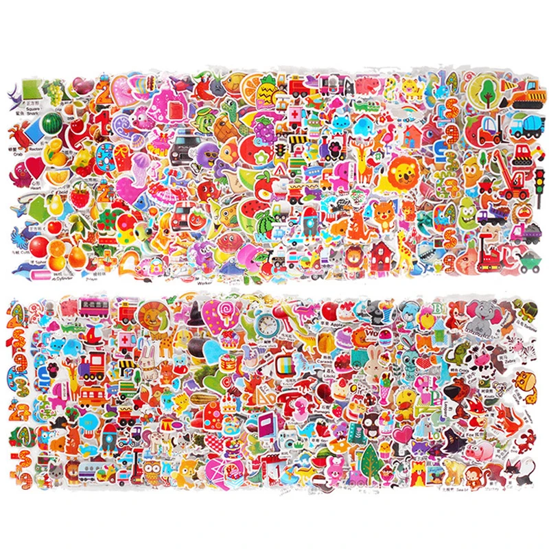 20/10 Sheets/lot Stickers 3D Cartoon Animals Princess Random Puffy Stickers Children's Birthday Gifts For Boys Girls Toys