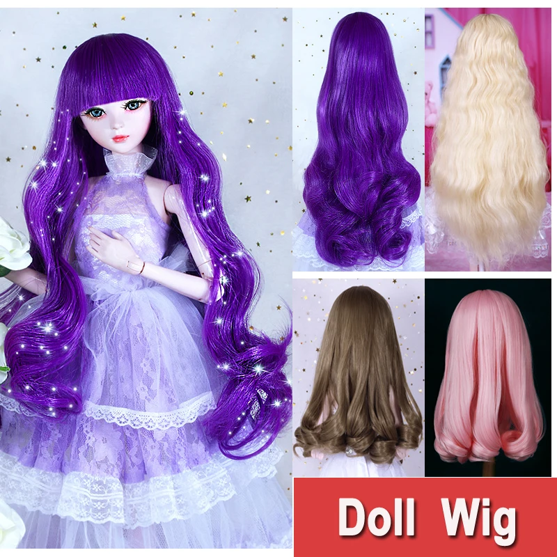 Bjd Doll Wig Fashion Colourful Long Curly Hair Tress For 22-24cm Head Bjd 1/3 Girl Dolls Toy Accessories