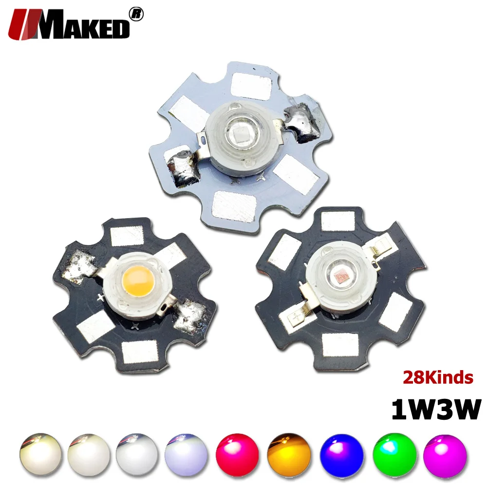 

10pc LED Chips 1W 3W SMD COB Doide Light Beads Tinned 20mm PCB Warm Cool White Red Green Blue RGB Yellow 660 440 Grow LEDs Light