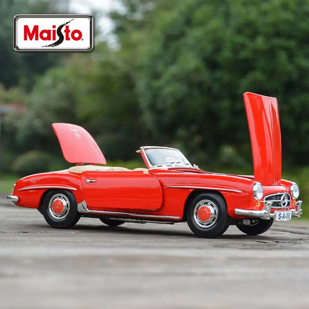 Maisto 1:18 1955 Mercedes Benz 190SL Static Die Cast Vehicles Collectible Model Car Toys