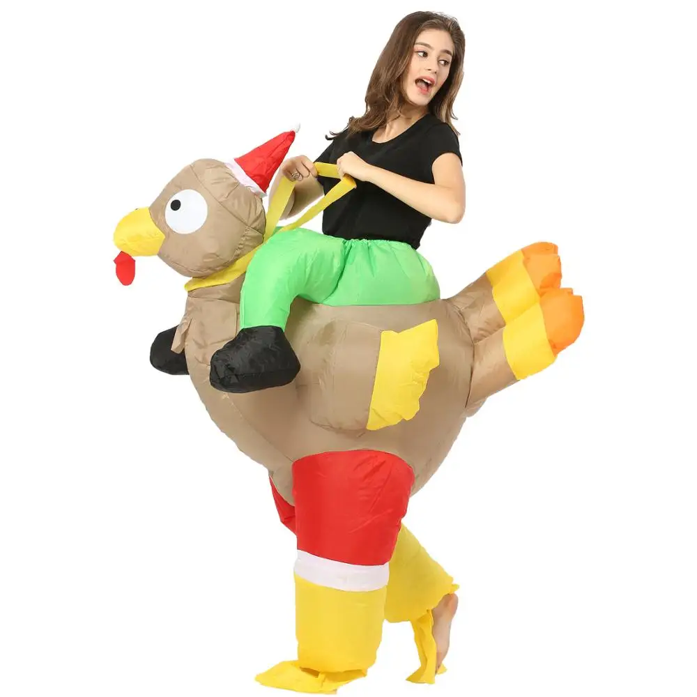 Christmas Inflatable Turkey Costume Blow Up Suit Party Carnival Cosplay Fancy Dress for Women Men Adult Rooster Chicken