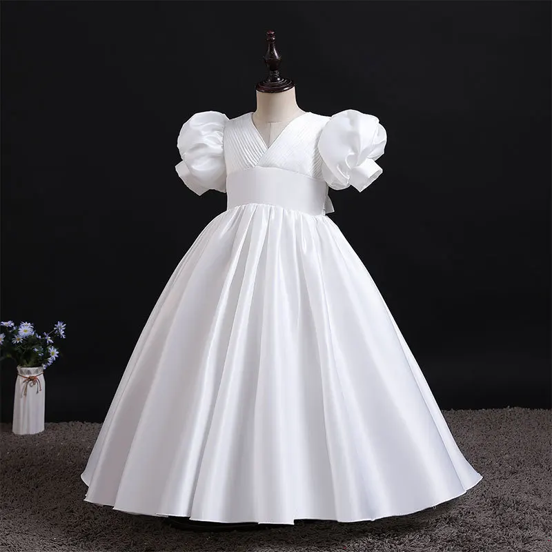 White Girls Dress Bridesmaid Kids Dresses For Girls Children Long Princess Dress Party Wedding Baptism Dress 6 8 10 12 Years