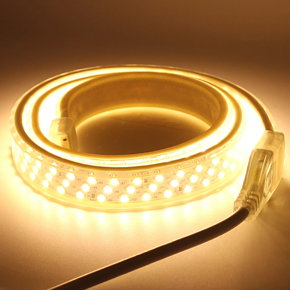 220V 2835 LED Strip Three Row 276 LEDs/m Waterproof Flexible Tape LED Light Lamp Kitchen Decoration With EU Plug 3000K 6000K