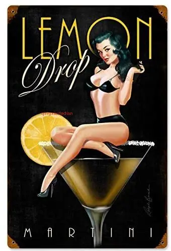 

Maizeco Lemon Drop Vintage Metal Tin Signs 8 x 12 Inch for Restaurants Shop Indoor Home Wall Decor Sign Plaque Poster Sexy