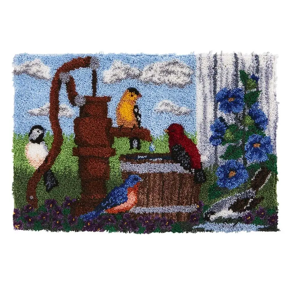 

Наборы пряжи для вязания крючком сделай сам, набор крючков с застежкой с напечатанным холстом, Незаконченный вязаный крючком коврик, Набор тканевых подушек для вышивки