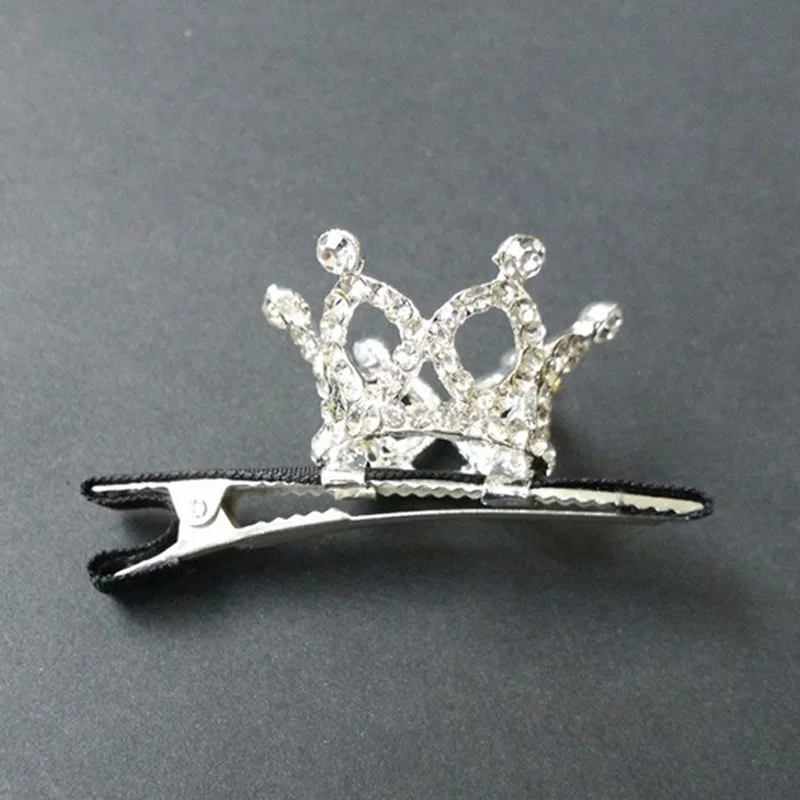 Silver Plated Crystal Crown Hairpins Trendy Bridal Hair Accessories for Women Rhinestone Mini Metal Hair Tiara Clips