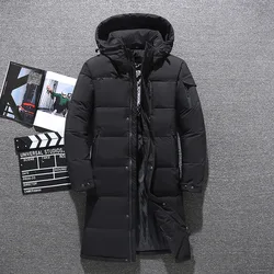 Men's Winter Thickened Down Jacket Warm Down Outwear Coat 2023 New Male Fashion Long White Duck Hooded Down Parkas Plus Size 5XL