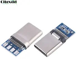 Cltgxdd 1PCS 5A 30V USB 3.1 Type C Male DIY Solder Plug Connector 24Pin Type-C Socket Attached PC Board