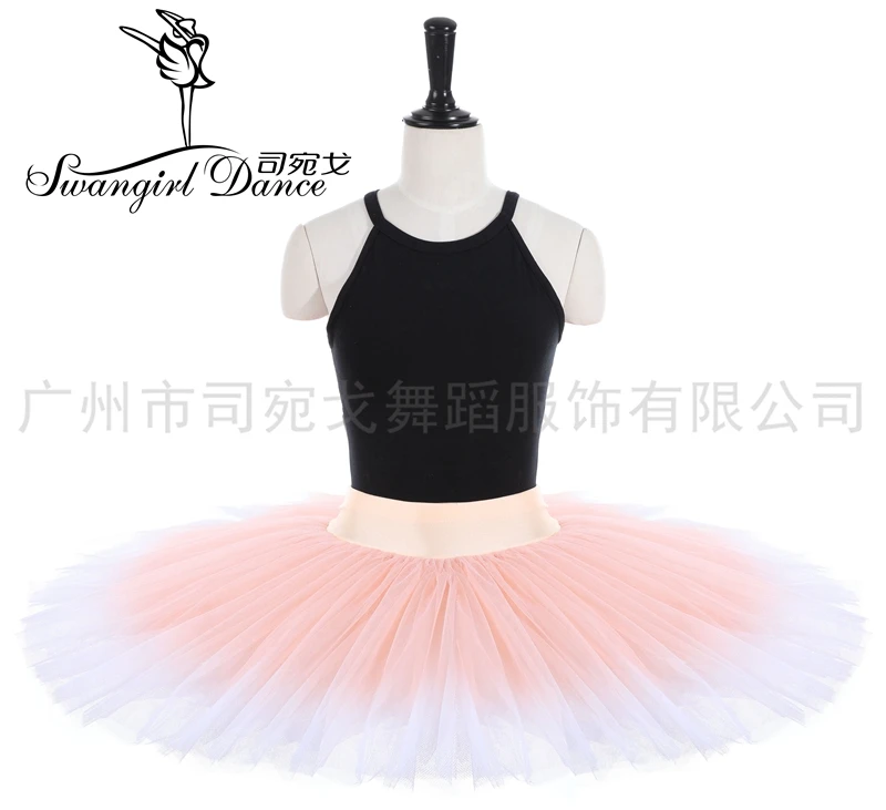 New Peach Pink Adult Professional Gradient Half Ballet Tutus Pancake Tutu Firm Tulle Practice Tutu Skirts Kid Platter BT4012