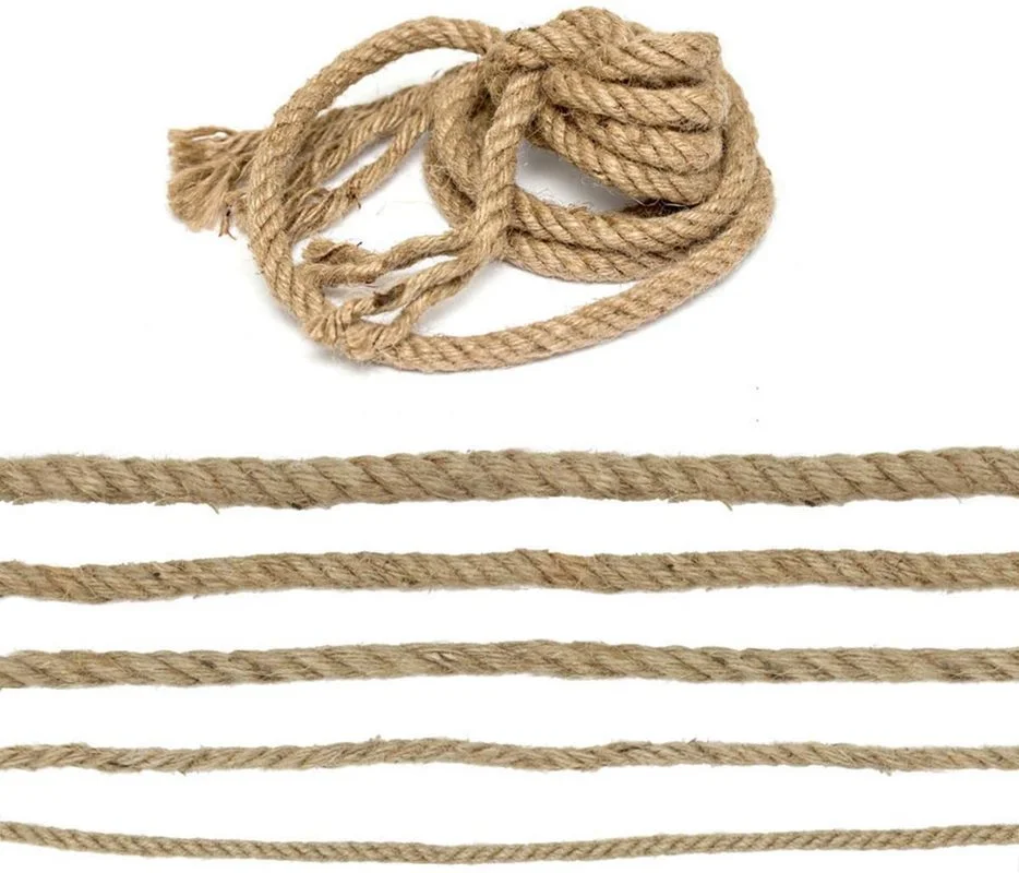 8 مللي متر الطبيعية الجوت حبل الثقيلة خيوط القنب الملتوية الحبل مكرامية سلسلة DIY بها بنفسك الحرفية اليدوية الديكور الحيوانات الأليفة الخدش