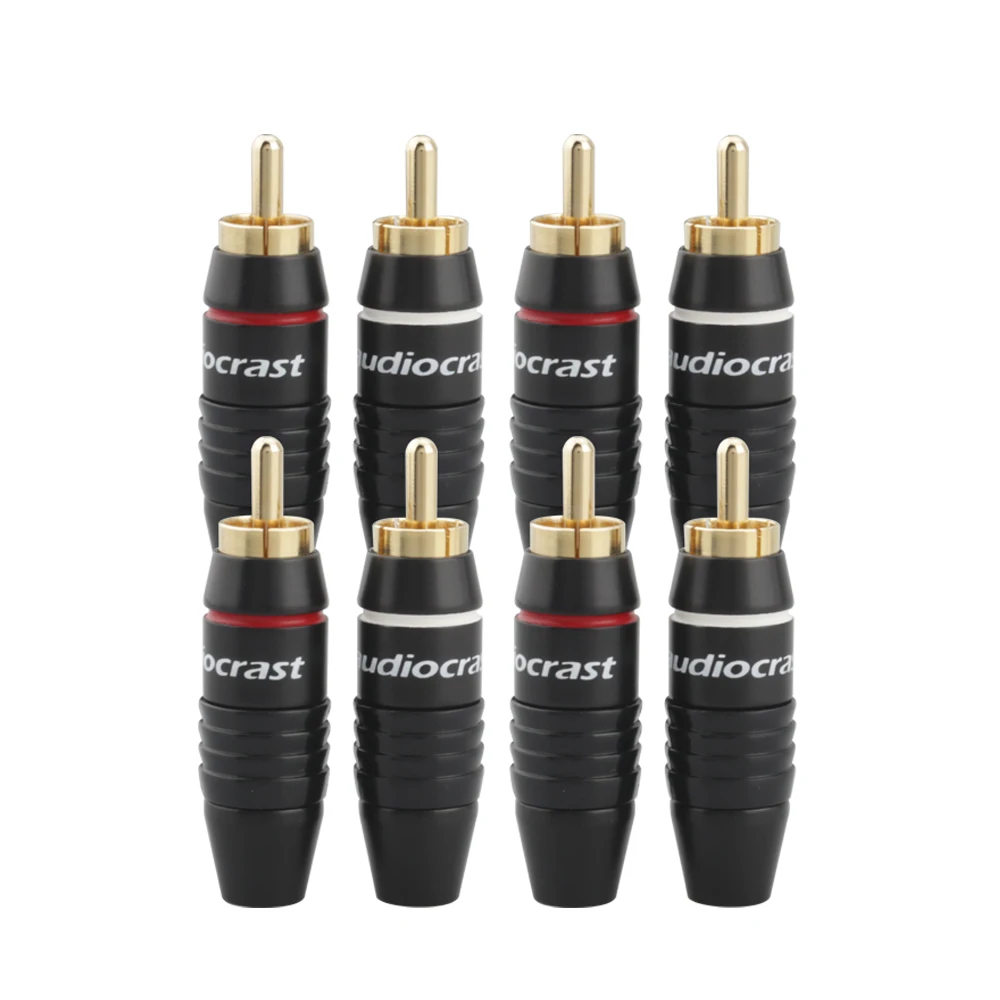 Audiocrast High Quality Brass RCA Male Plug Jack Audio Cable Solder Gold plated Connector