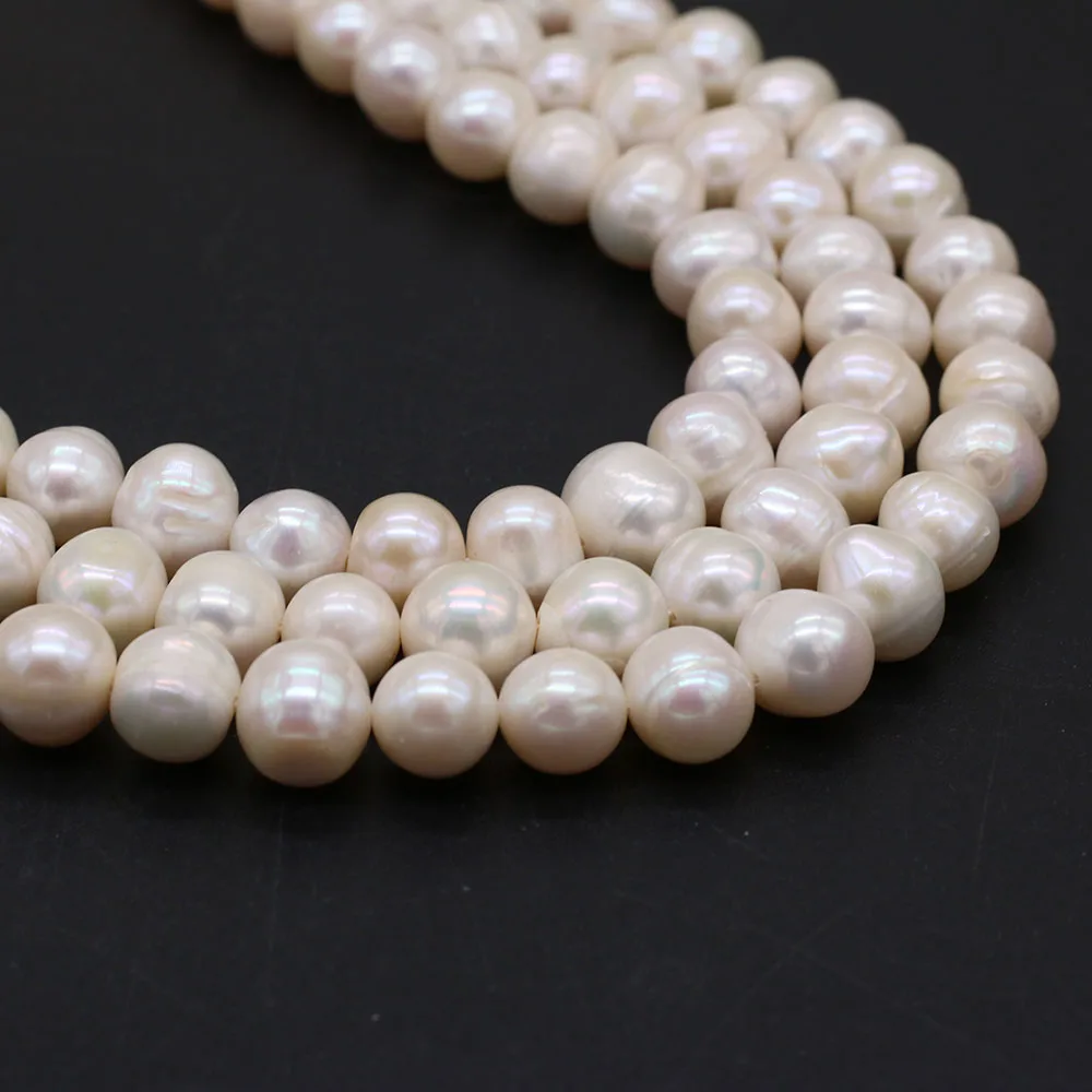 Natural Freshwater Pearl Round Beads White Loose Exquisite Beads For Jewelry Making DIY Charm Bracelet Necklace Accessories 36cm