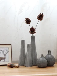 Creative Resin Vase for Home Decoration, Nordic Grey Flower Bottle, Minimalist Decor Crafts, Living Room Accessories