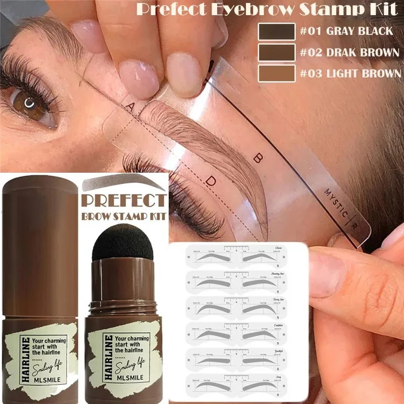 Nieuwe Wenkbrauw Stempel Vormgeven Kit Waterdichte Natrual Brow Powder Eye Wenkbrauw Stok Haar Lijn Make-Up Voor Vrouwen Cosmetica