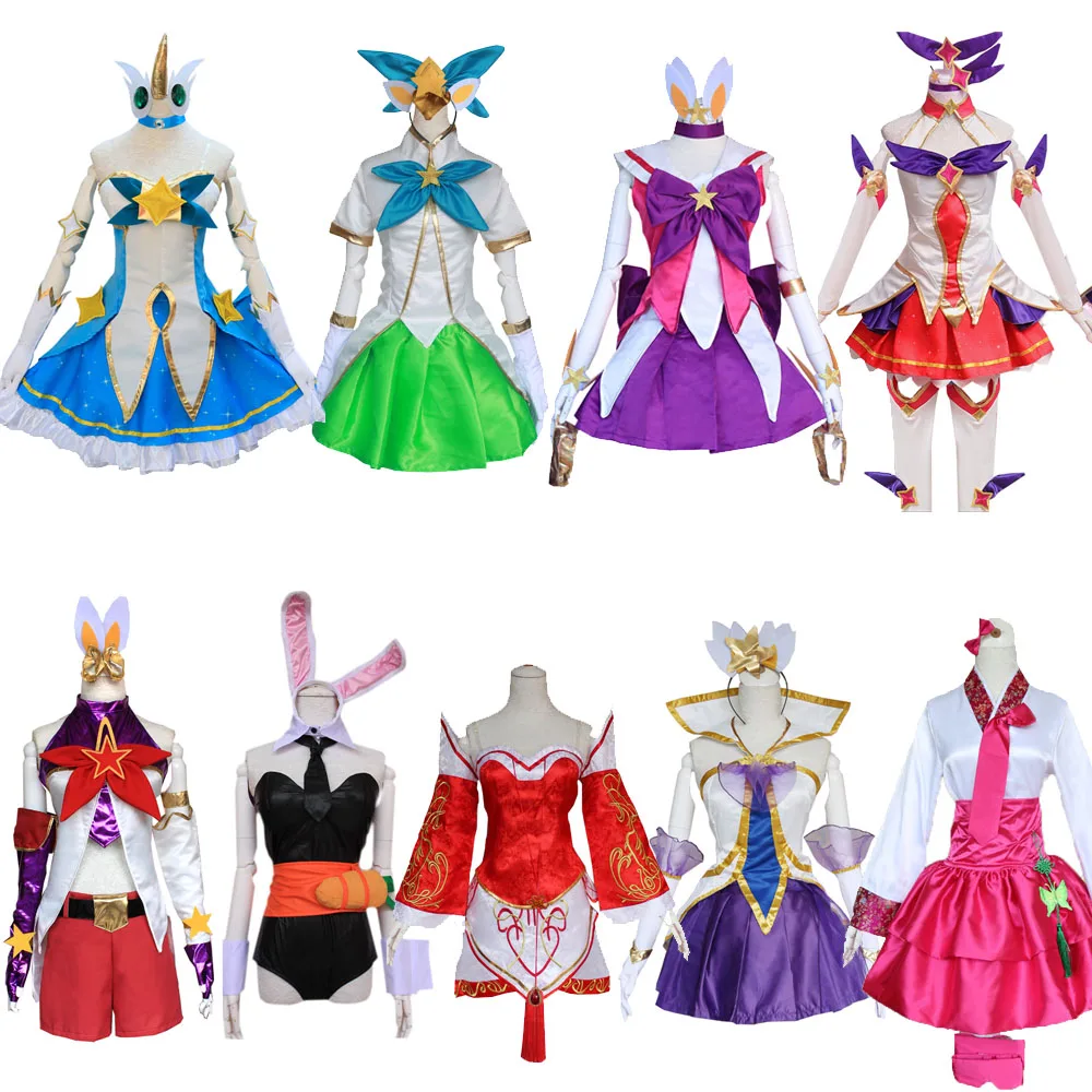 

Games Magic Girl Soraka Lux Cosplay Costumes Star Guardian Neeko Ahri Nine-Tailed Fox Outfits AsheWomen Dress for Halloween