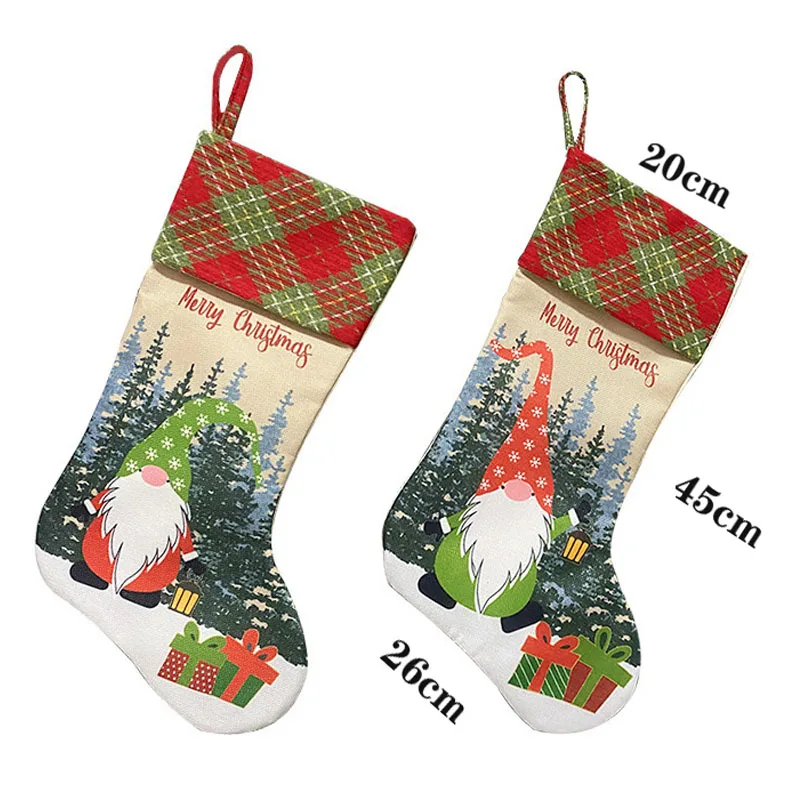 

Christmas Large Stocking Fireplace Decoration Socks Xmas Gift Bags New Year Candy Holder Christmas Decor for Home