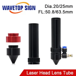 Wavetopsign-レーザー切断機用co2レンズチューブ,外径25mm,レンズ直径20/25mm,fl 50.8/63.5mm