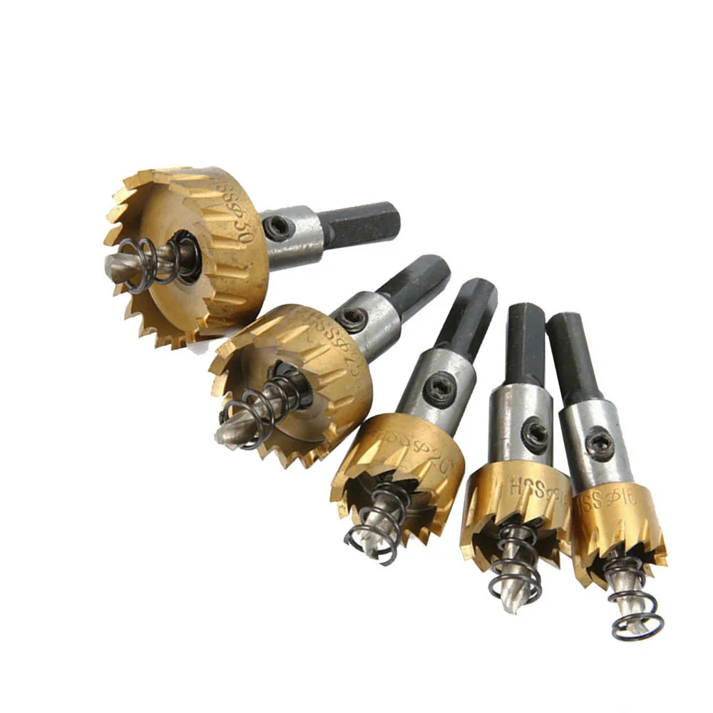 Heißer verkauf 5 stücke HSS Hartmetall Spitze Bohrer Bit Loch Sah Set Edelstahl Metall Legierung 16/18.5/20/25/30mm