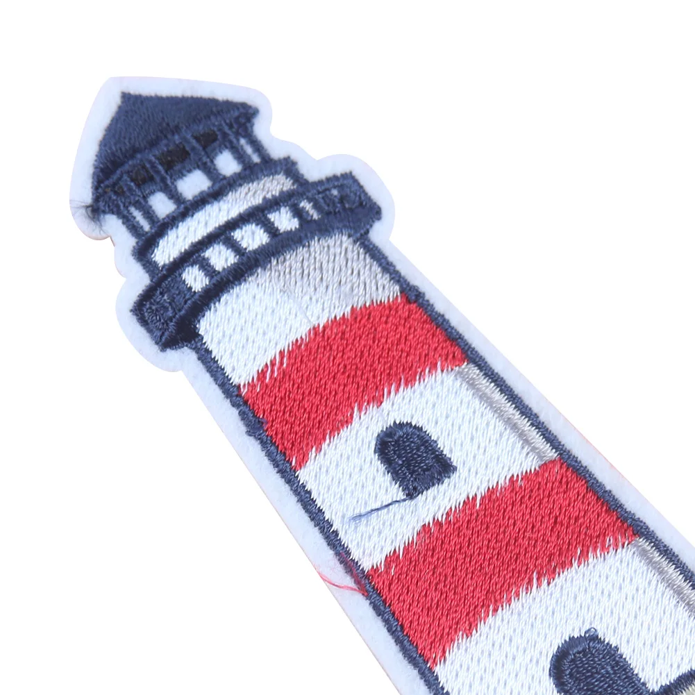 5PCS Lighthouse Badges Patches Mediterranean Embroidery Applique Iron on Stickers for clothes Fabric Apparel Sewing Supplies