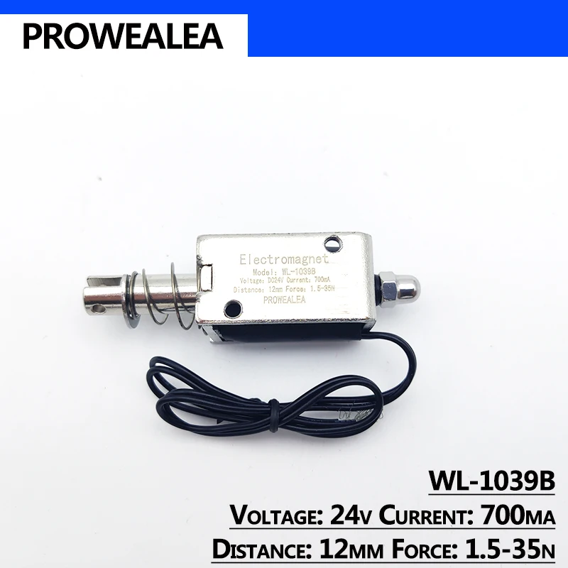 Solenoid Electromagnet Push Pull Type WL-1039B 5V 6V 12V 24V Thrust Force 1.5-35N 12mm Open Frame Linear Electric Magnet