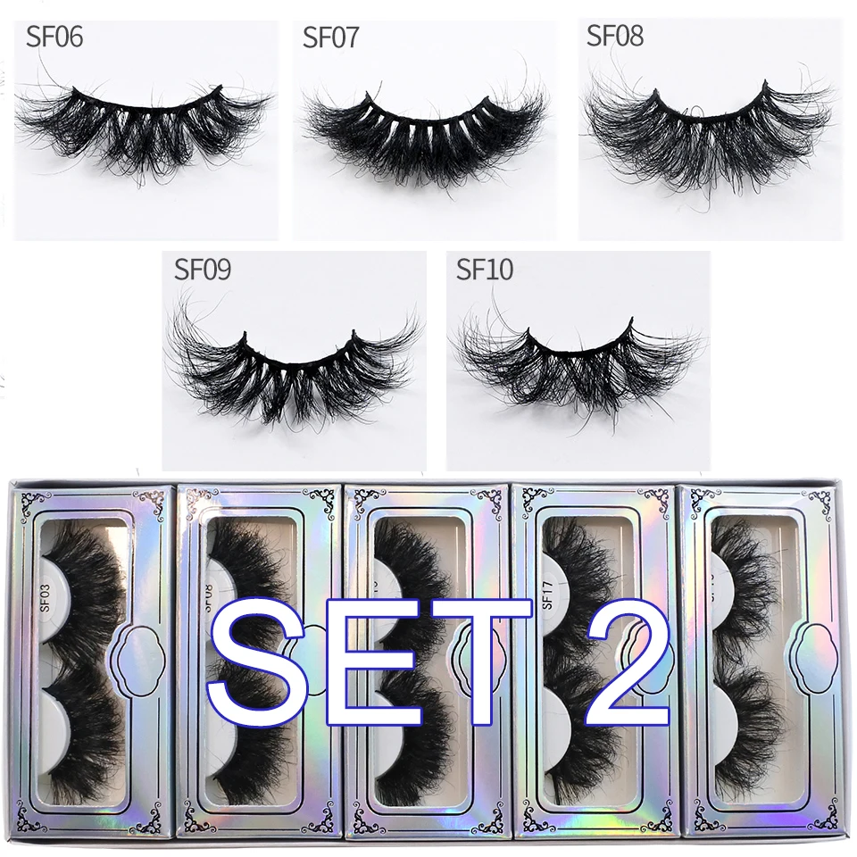 10/30/50 Pairs 25mm Mink Lashes Wholesale Fluffy Messy Long Mink Eyelashes Makeup