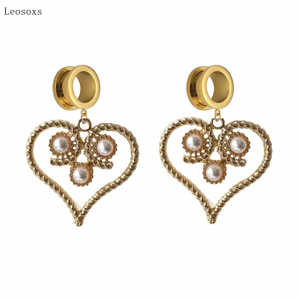 Leosoxs 2pcs New Product Personality Stainless Steel Love Cross Ear Amplifying Exquisite Piercing Jewelry