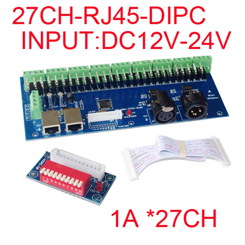 

DC12V-24V 27 channel led DMX512 decoder 27 channel 9 groups 27A max DMX decoder DMX512 XRL 3P led controller