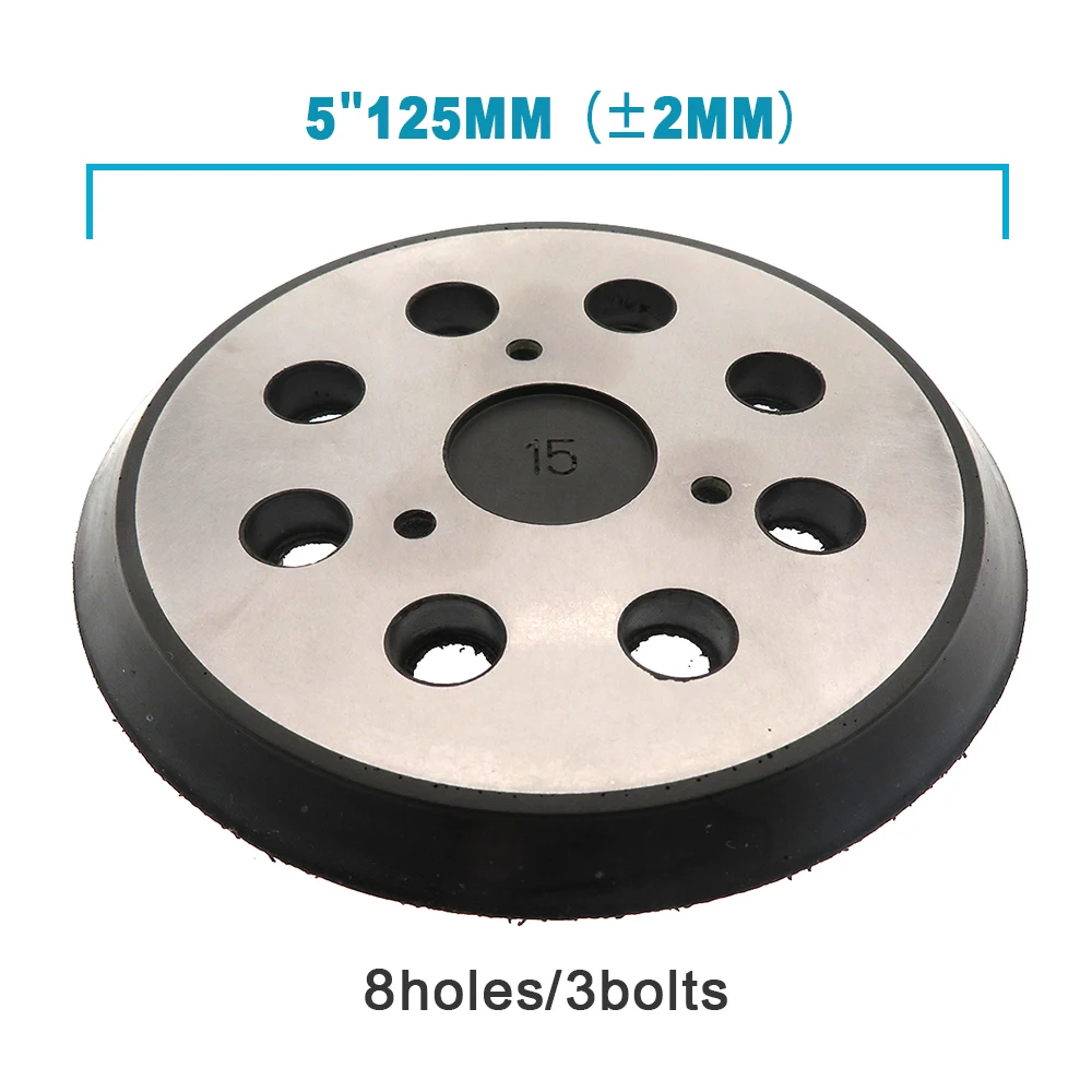 5 inch 125mm 8 Holes 3/4 Nails Back-up Sanding Pad Hook&Loop Plate Pad for Fitting Air Sander Orbital Sander Polisher Tools