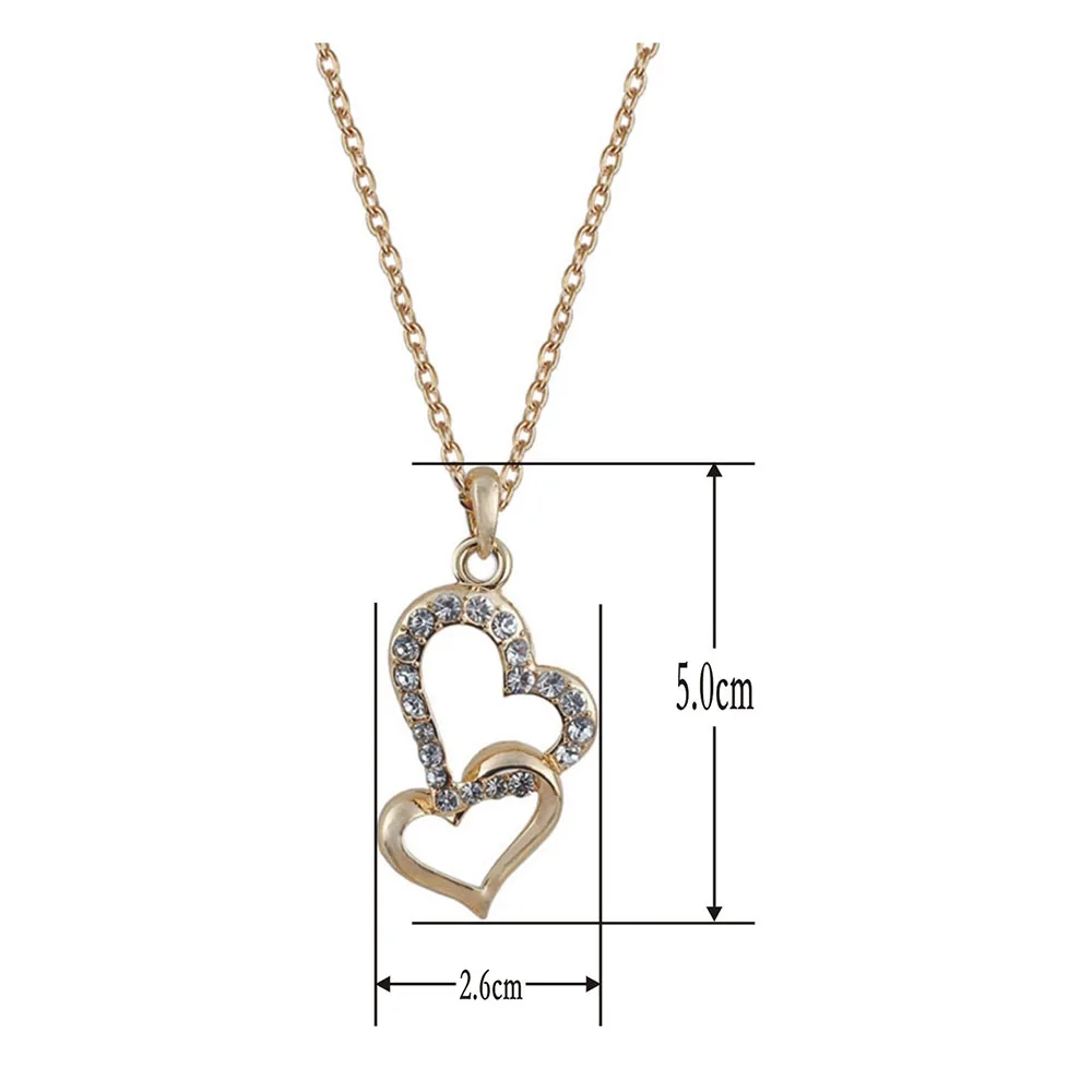 Necklace for Women Fashionable Gold Color Heart Shape Pendant Opal Zircon Charm Chain Pingente Female Jewelry