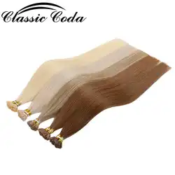 Classic Coda – extensions de cheveux naturels Remy, cheveux lisses, blonds, kératine, pré-collés, 18 