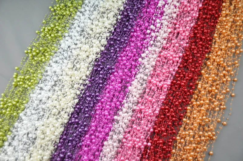 8mm+3mm Fishing Line Artificial Pearls Jewelry Beads Chain String Garland Flowers DIY Wedding Party Decoration Supply