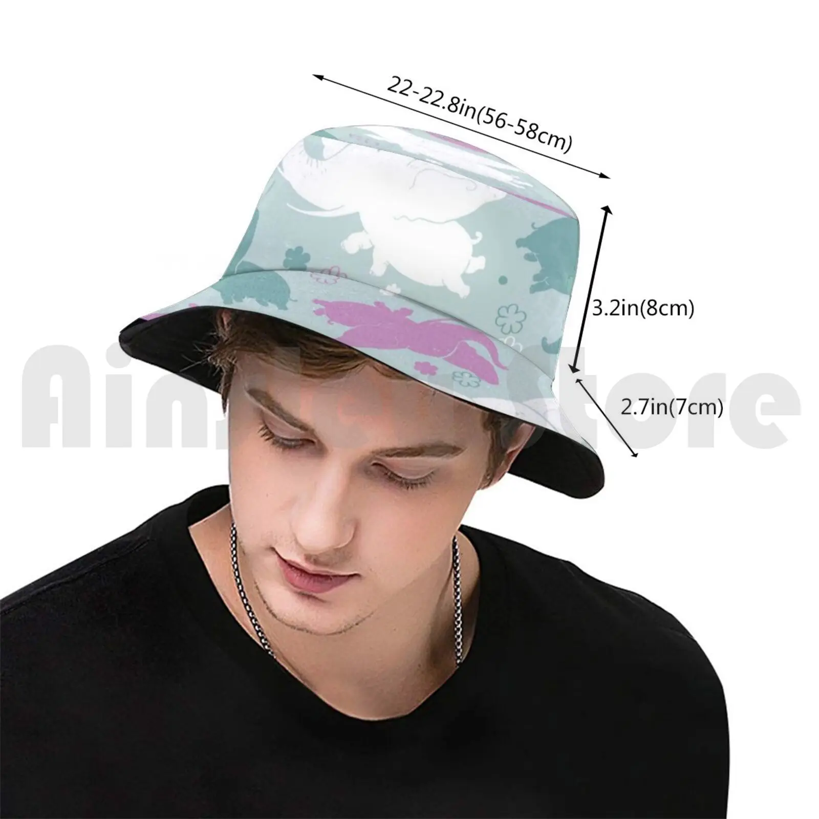 Purple And Teal Elephant Pattern Sun Hat Foldable UV Protection Elephant Pattern Elephant Ellie Elephant Lover