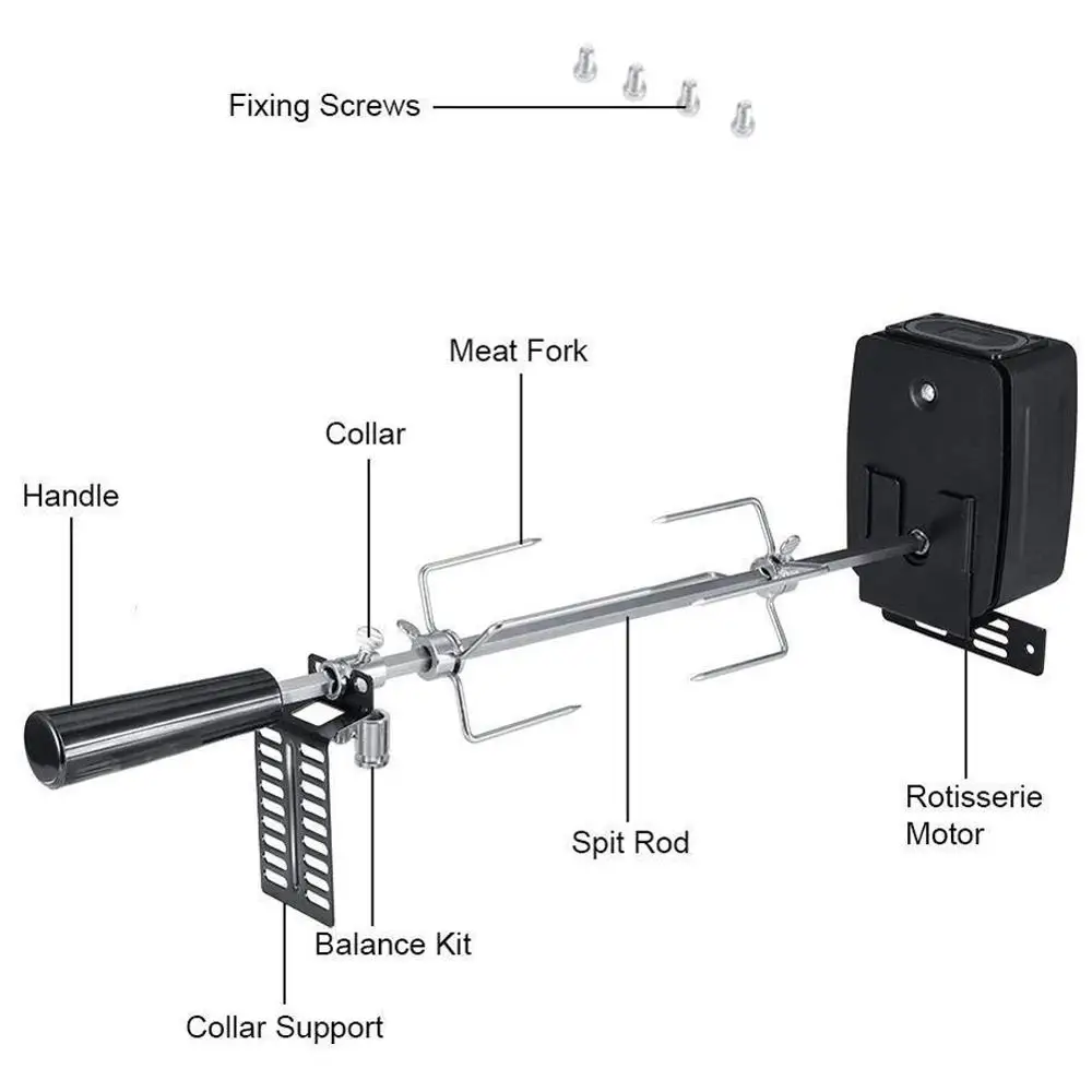 BBQ Grill Motor Meat Forks Set Rotating Motor Electric Automatic Rotisserie Spit Rod For Camping Household Cooking BBQ Motor Set