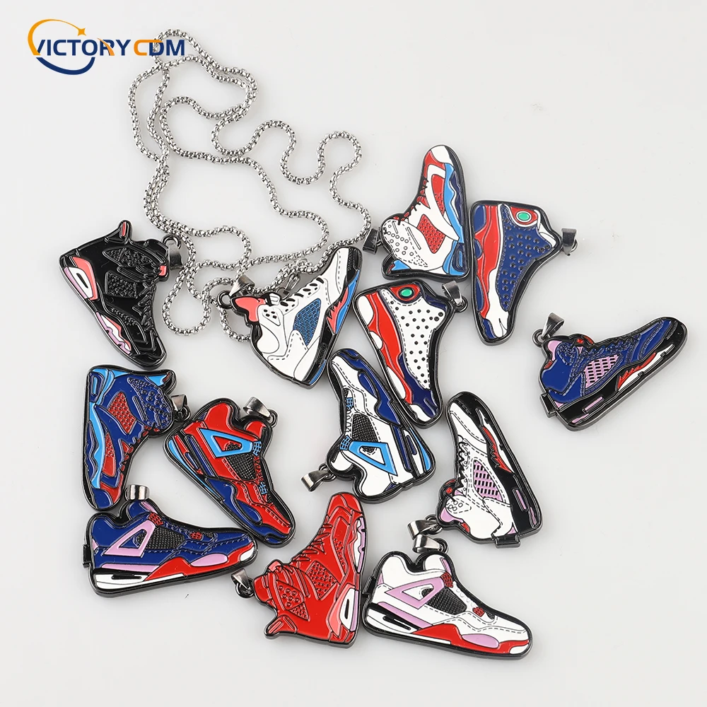 

Fashion Sneakers Keychain Keyring Lanyard Metal Sports Shoes Decorative Pendant Double Sided