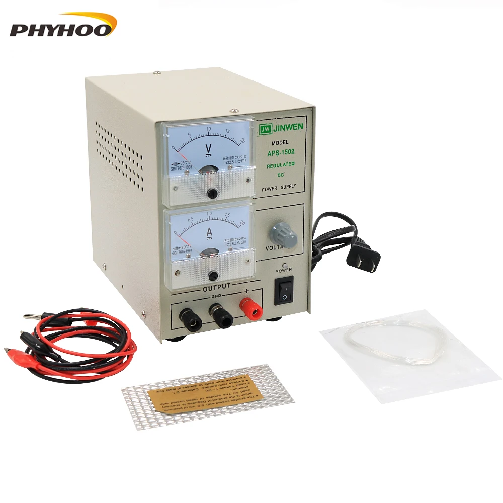PHYHOO 1502 Macchina per galvanica per gioielli Macchina per placcatura in oro Kit per galvanica per placcatura 2A con tensione regolabile
