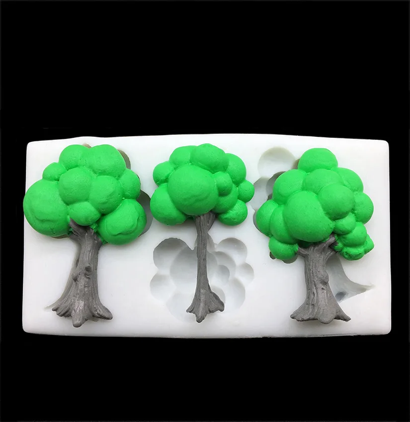 3 Trees Silicone Mold Sugarcraft Chocolate Cupcake Baking Mold Fondant Cake Decorating Tools