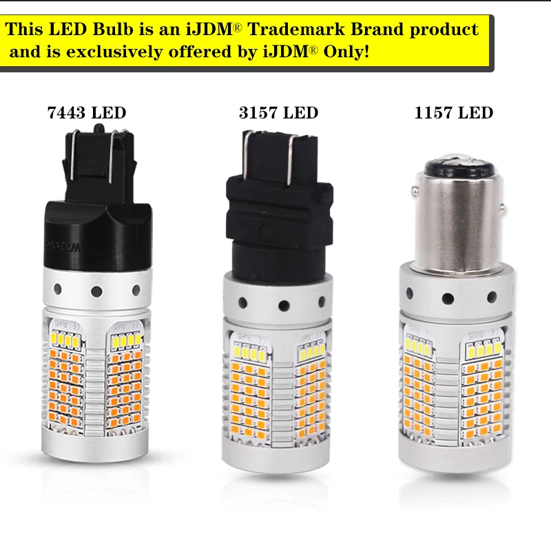 iJDM Switchback LED Bulb For Turn Signal/DRL Car Light T20 Led 7443 W21/5W 1157 BAY15D P21/5W T25 3157 P27/7W No Hyper Flash LED