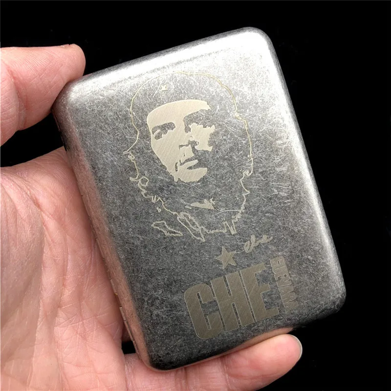 Old Sivler Color 16 Regular Size Cigarettes Case Stalin Vintage Style Pocket Metal Cigarette Boxes Smoking Holders With Gift Box