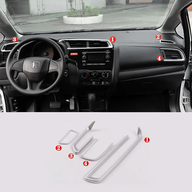 

For Honda FIT JAZZ 2014 2015 2016 2017 2018 ABS Matte Car conditioner air Outlet vent frame cover trim car styling Accessories