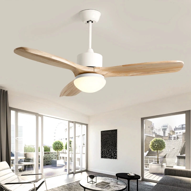 

Modern solid wood blade ceiling fan led Remote Control Ventilador De Teto for bedroom 42 52 Inch ceiling fans with lights