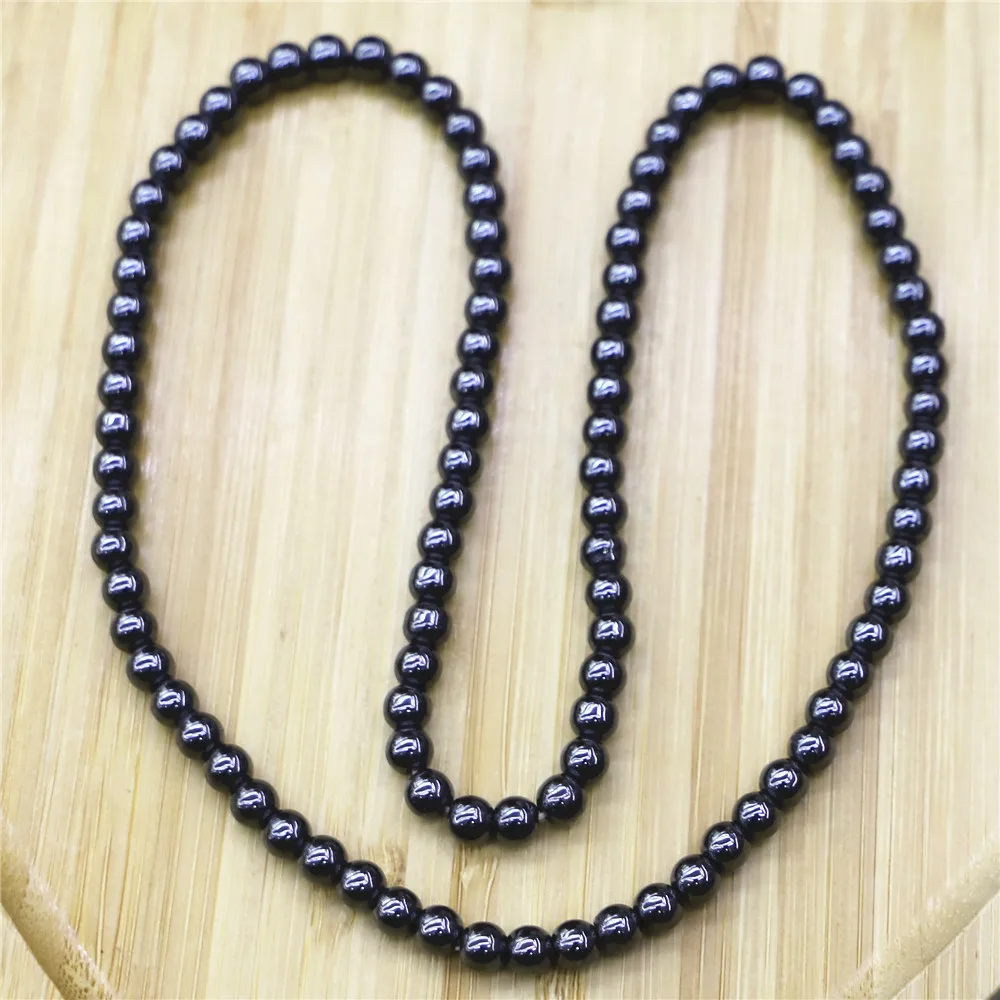 

4 Pieces of Natural Stone Magnetite Bracelet Hematite Loose Beads Non-magnetic Black Gallstone Necklace