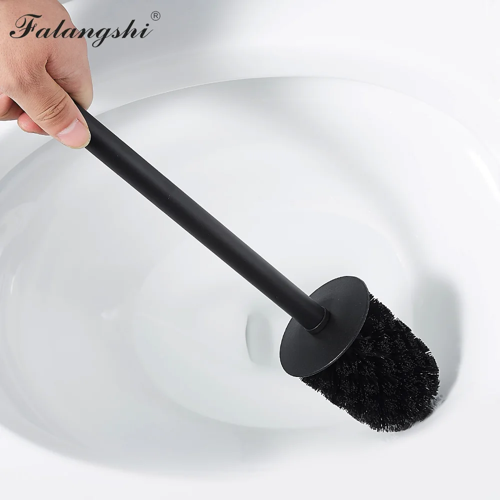 Juego de portaescobillas de baño, herramienta de limpieza de baño, Vertical, duradera, cuadrado, negro, WB8703