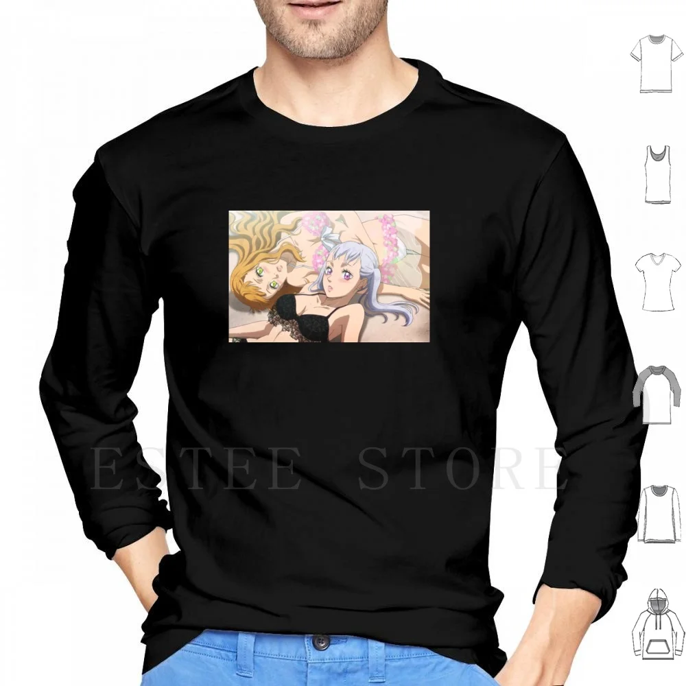 Mimosa And Noelle Hoodie Long Sleeve Japanese Anime Manga Grimoire Sea Beac Black Clover Asta Yuno Ecchi Harem Yami Mimosa