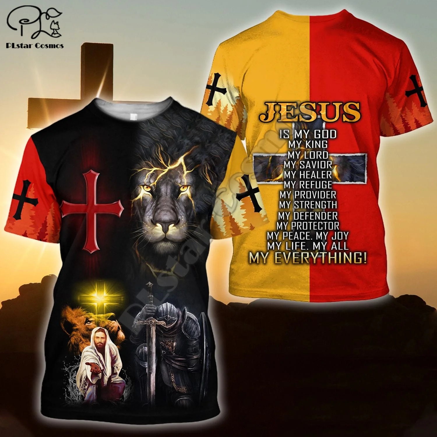 PLstar Cosmos Christian Catholic God Jesus Lion Retro Bible Art 3DPrint Streetwear Summer Casual Funny Short Sleeves T-Shirts C1