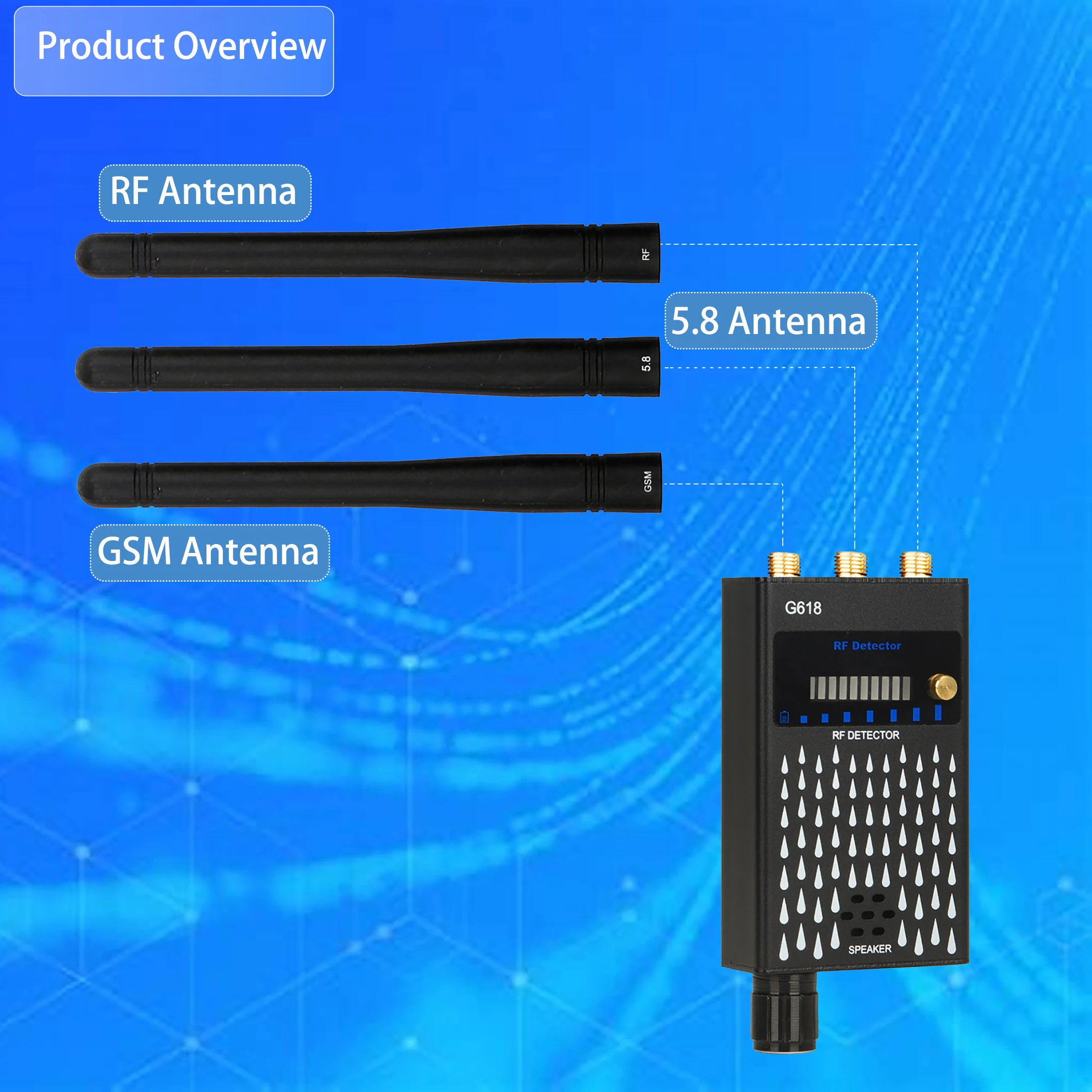 G618 Detector profesional antiespía RF CDMA, buscador de señal GSM, Audio Bug, rastreador GPS, cámara oculta inalámbrica, detección de caídas