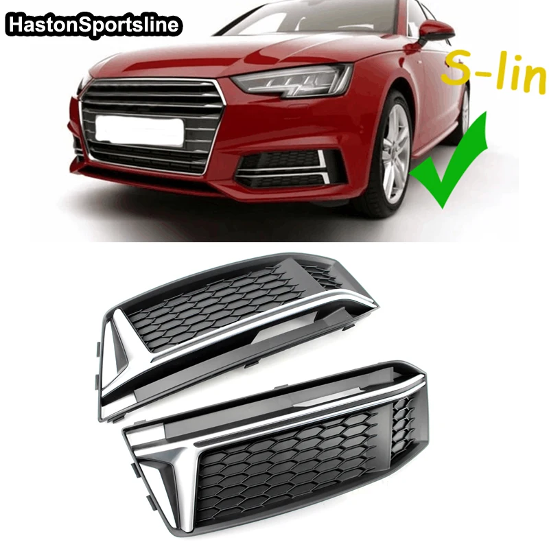 

For Audi A4 S4 S-Line B9 Front Fog lamp Mask grill Cover Front bumper Fog Lights Grille 2017-2018 Not Standard A4