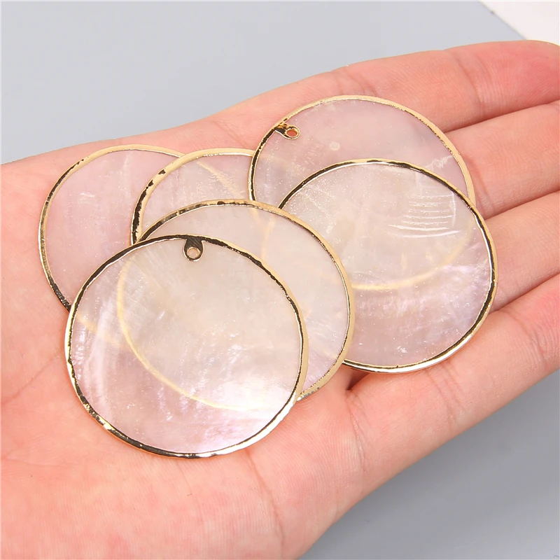 Natürliche transparente runde Muschelstücke für die Schmuckherstellung, Ohrringe, lose Bulk-Muschel-Charm-Perlen, Zubehör, handgefertigter Schmuck zum Selbermachen – Detail 29