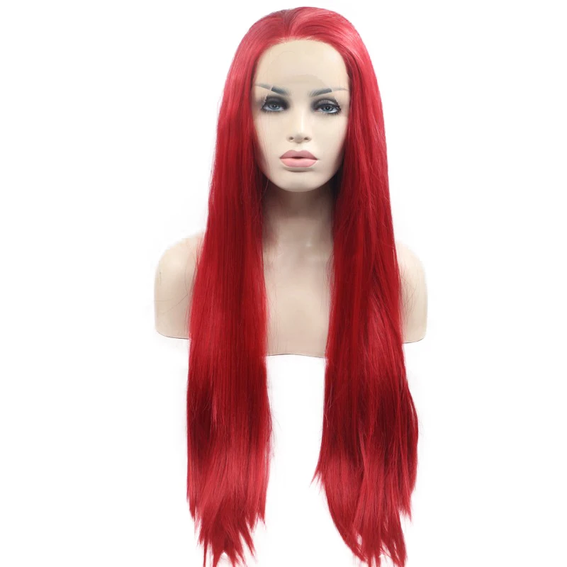 Dark Red Long Straight Synthetic Lace Front Wig Frontal Burgundy 99j Wigs Cosplay Pre Pluck HD Transparent Hair For Black Women